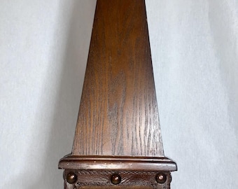 Vintage Wooden Leatherbound Obelisk With Ornate Finial - Etsy