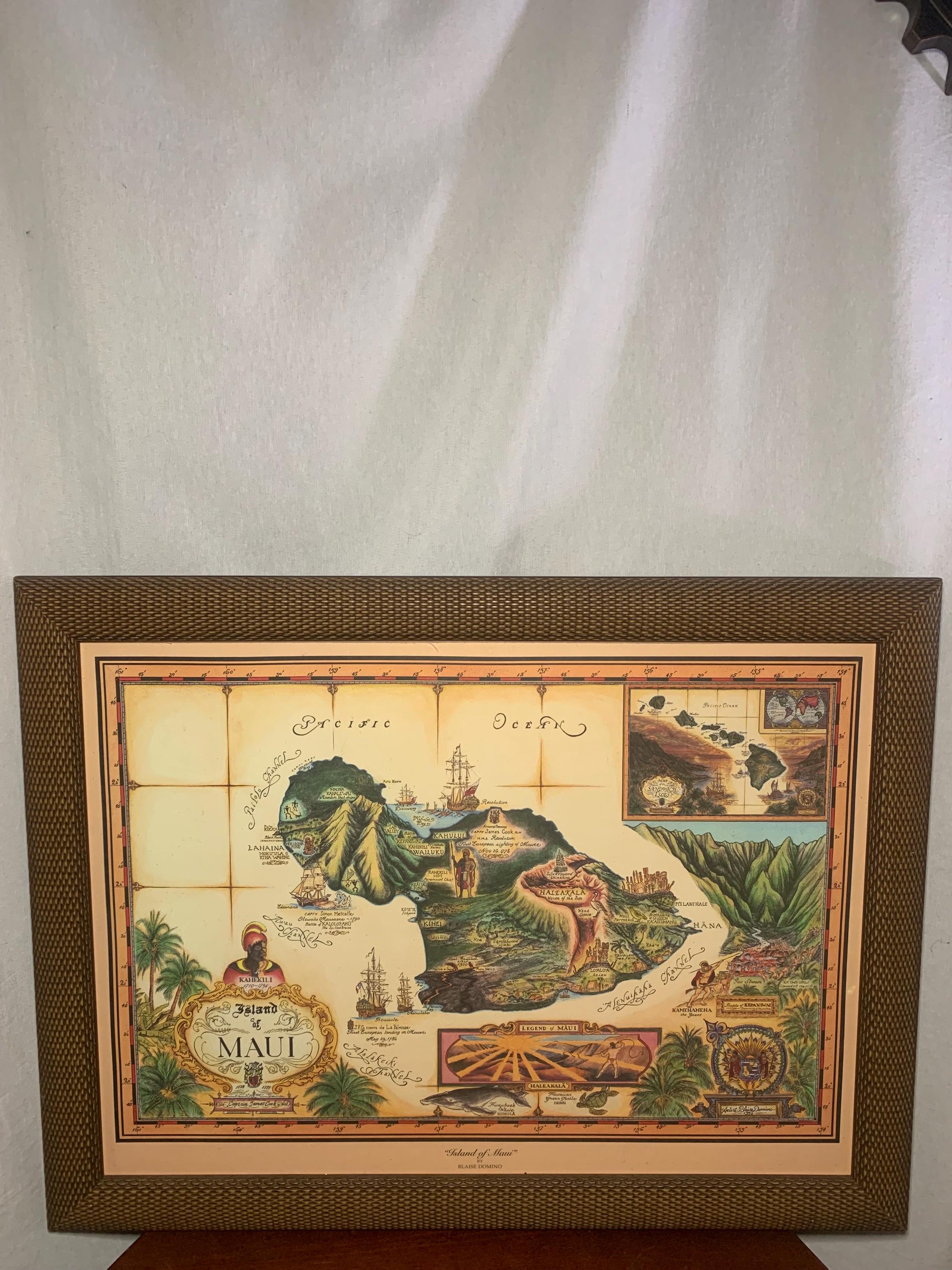 Vintage “island of Maui” Framed Print by Blaise Domino - Etsy