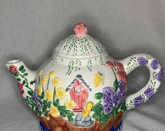 Vintage H. Deaugart Designs Handpainted Floral Teapot