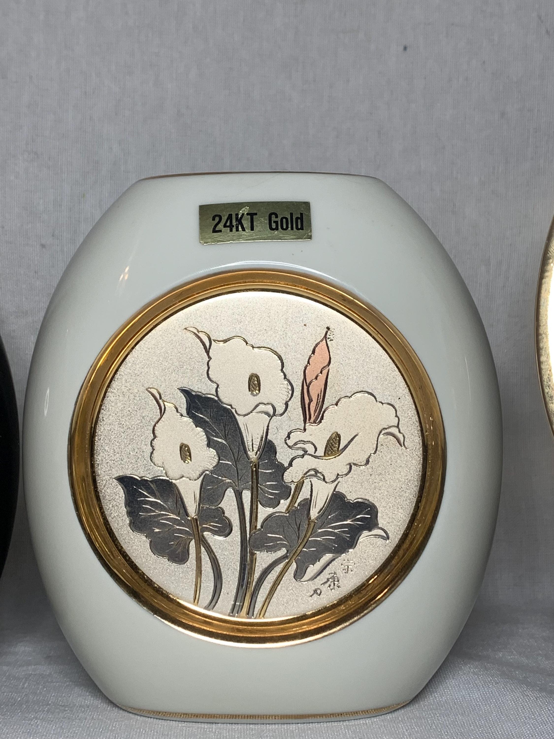 Vintage Japanese 24k Gold With Sterling Silver Chokin Art Set - Etsy