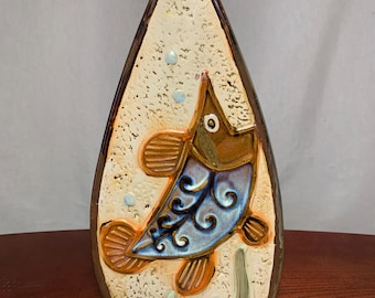 Mid-Century Double Sided Studio Fish Vase