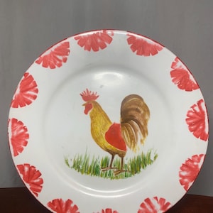 Antique Handpainted Rooster Plates From France