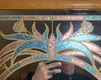 Vintage 1980's Windsor Art Faux Stained Glass Mirror 35”X21” - Etsy