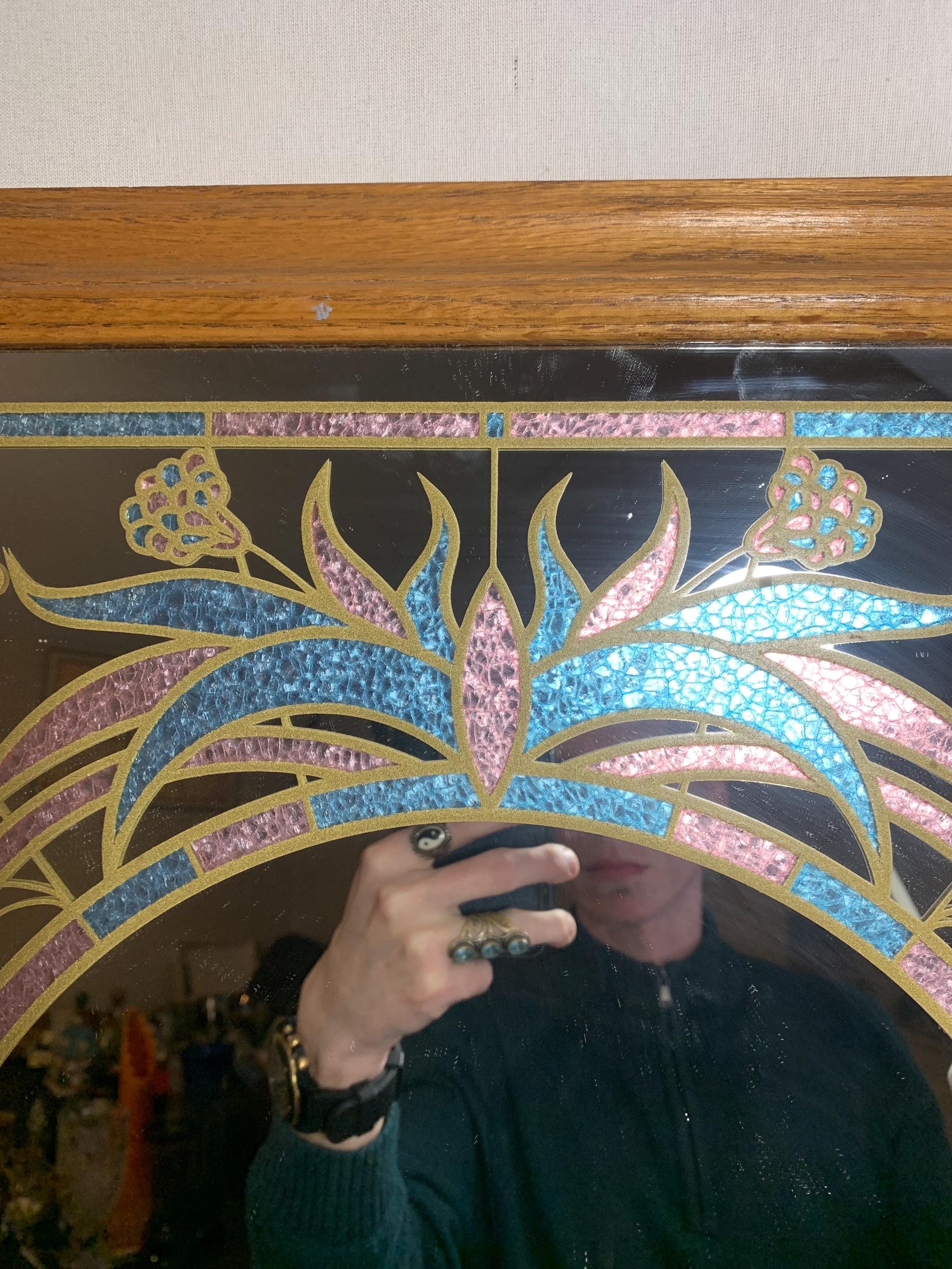 Vintage 1980's Windsor Art Faux Stained Glass Mirror 35”X21” - Etsy