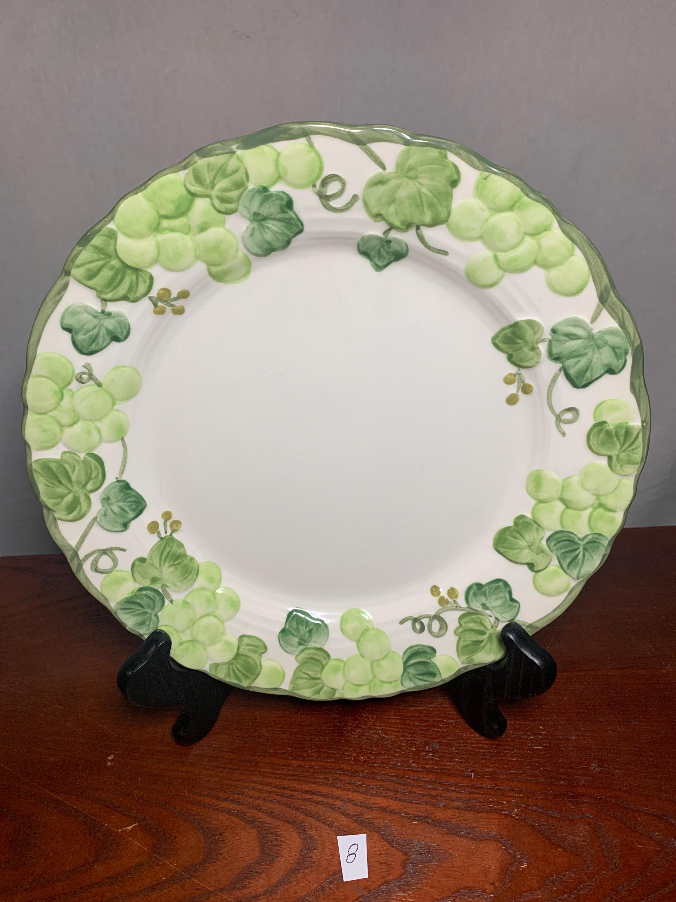 Vintage Set of Eight 1960's Metlox Poppy Trail Grape Arbor Green