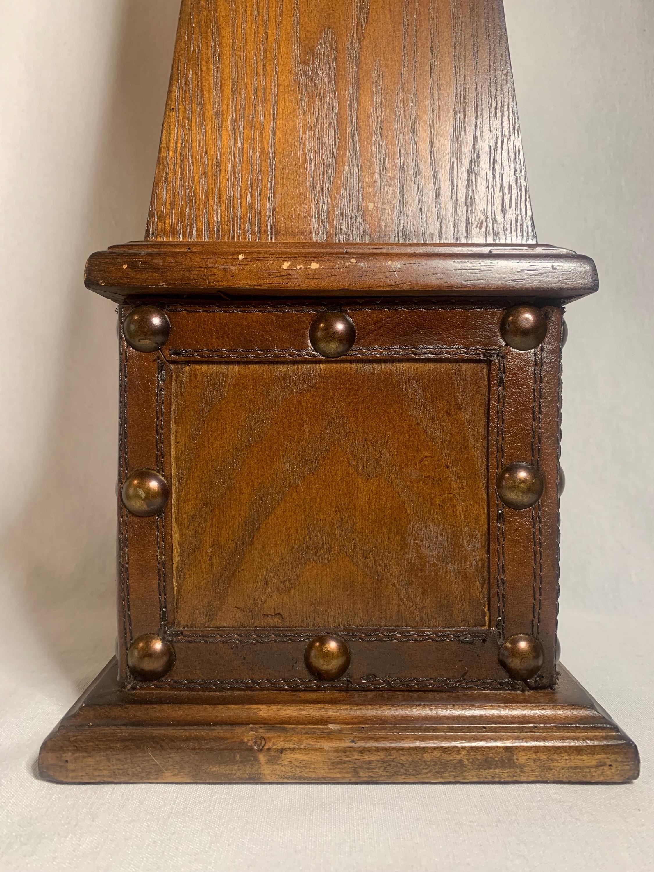 Vintage Wooden Leatherbound Obelisk With Ornate Finial - Etsy