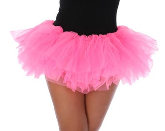 Rosa 5-lagiger TUTU-Rock Größe 8-22 UK Kurzer bauschiger Laufrock Tanz handgefertigt genäht