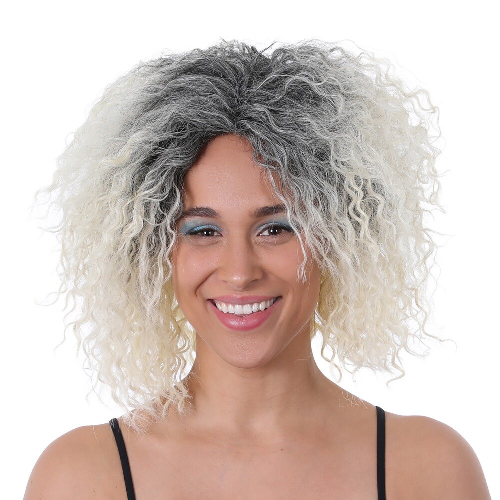 Blonde curly 80s wig clearance