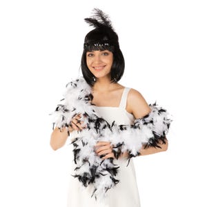 White Black Feather Boa 85G 1.8M Handmade Fancy Dress Costume 1920s