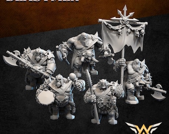 Höllenoger-Tiermenschen – Tiermenschen-Stellvertreterarmee – Fantasy-Kriegsspielminiaturen – White Angel Miniatures – D&D – 9. Zeitalter