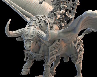 King Assur on Great Bull of Shamut – Infernal Dwarf Hero Proxy – Lost Kingdom Miniatures – Fantasy Wargame – 9th Age