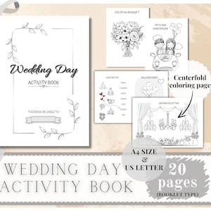 Wedding Activity Book, Kids Wedding Coloring Pages, Printable Wedding Reception Table Activity, Wedding Favor Gifts for Children