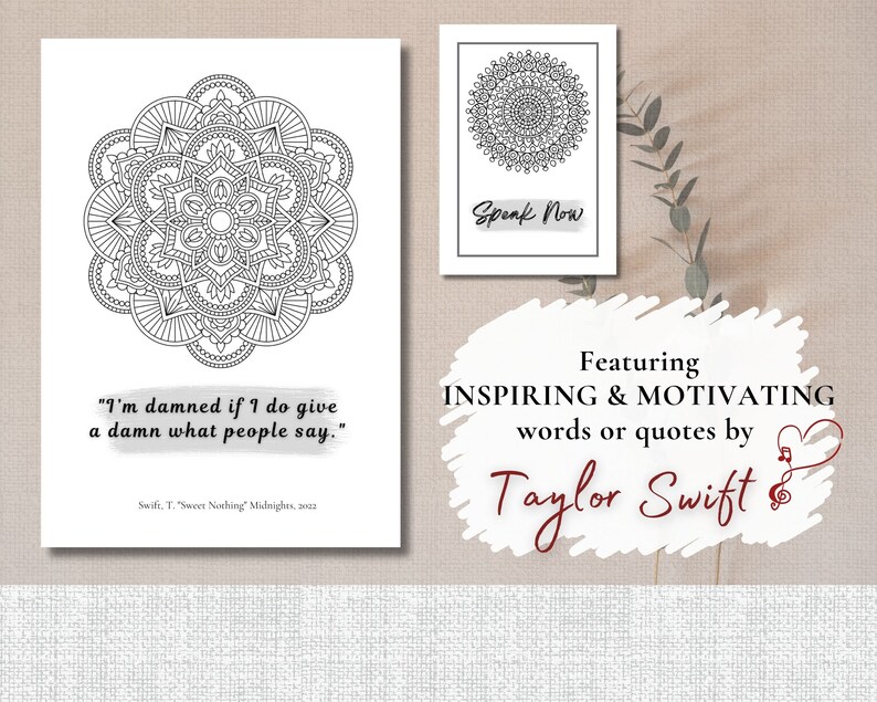 Mandala Coloring Pages Taylor Swift, Inspirational Lyrics, Quotes and ...