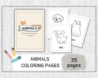 Animal Coloring Pages, Easy Preschool Coloring Book (PDF)
