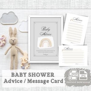 Scheda di consigli per baby shower, cartello di consigli per bambini, auguri per i futuri genitori, poster stampabile per baby shower, messaggio stampabile per baby shower