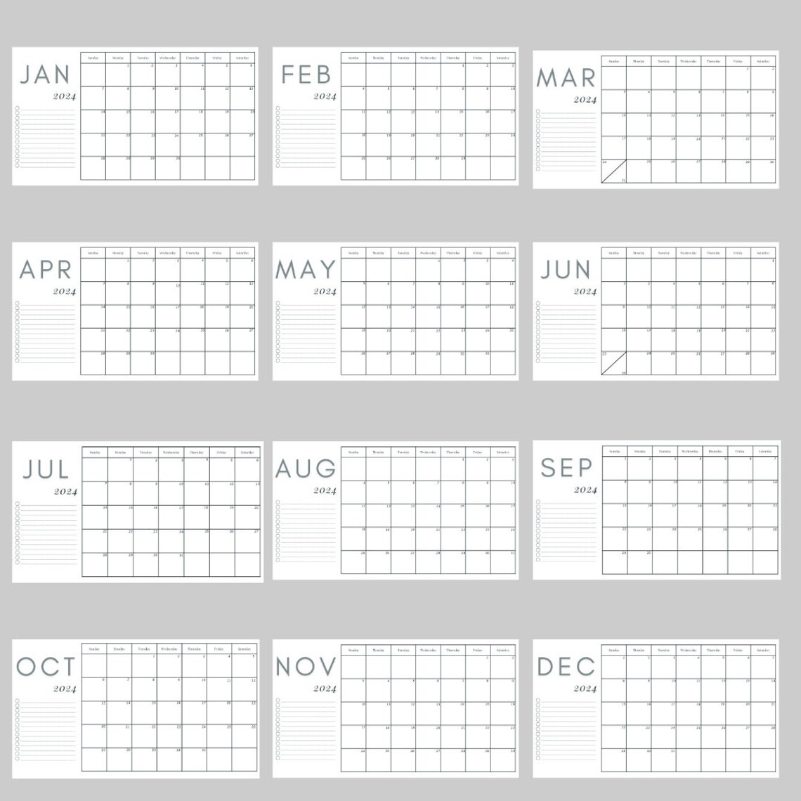 2024 Calendar | 2024 Monthly Calendar | Fill in Calendar | Printable ...