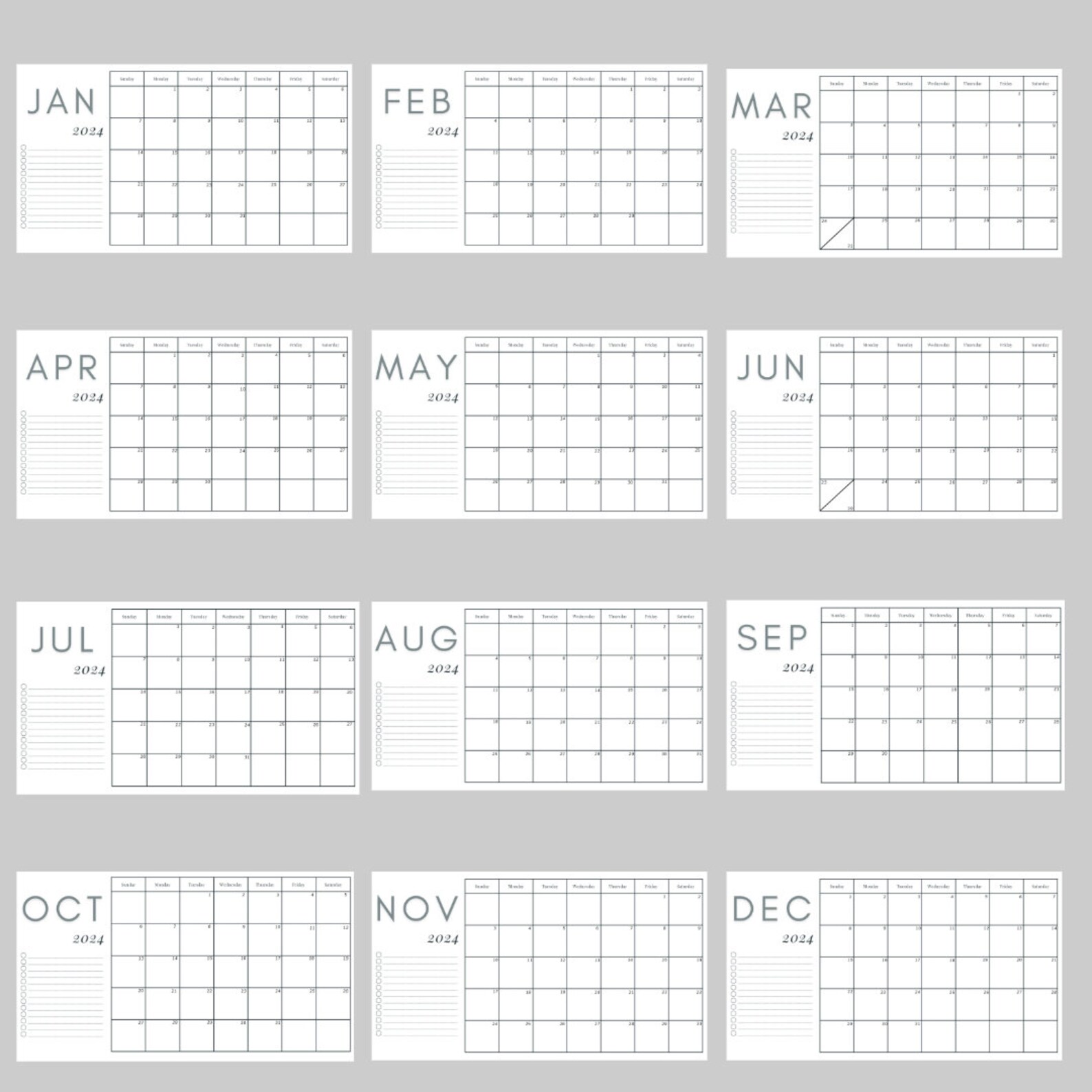 2024 Calendar | 2024 Monthly Calendar | Fill in Calendar | Printable ...