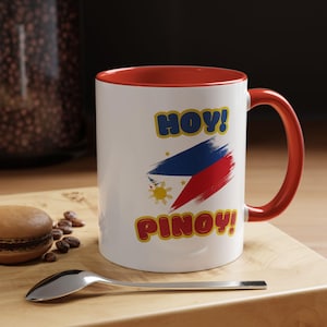 Tasse philippine, hoy ! Pinoy !, tasse à café philippine, cadeau pour mari philippin, femme, famille, tasse à thé, tasse à café accent drapeau philippin
