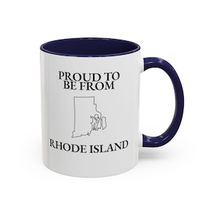 Taza de Rhode Island, orgullosa de ser de Rhode Island, regalo, presente, taza del estado, taza de café con acento de Rhode Island (11, 15 oz)