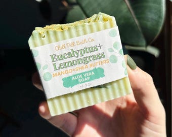 Handcrafted Eucalyptus Lemongrass Soap – Aloe Vera, Mango & Shea Butters