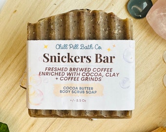 Handcrafted Coffee Cocoa Butter Soap Scrub: Snickers Bar Scent