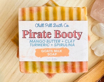 Pirate Booty Bay Rum Soap: Goats Milk, Clay, Turmeric & Spirulina