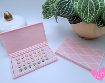 Light Pink Diamond Custom Birth Control Pill Case – Pretty, Preppy, 3D Printed Hard Plastic, Cute Compact Pill Box, Travel Pill Organizer