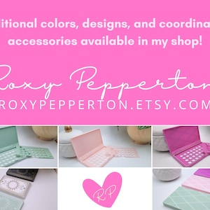 Image showing multiple styles and colors of birth control pill cases available in my Etsy shop