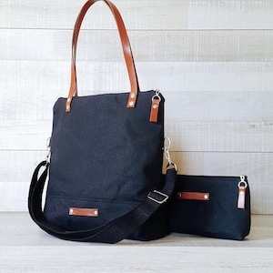 Waxed Canvas Tote Bag in CHARCOAL BLACK Milano MEDIUM Size - Etsy