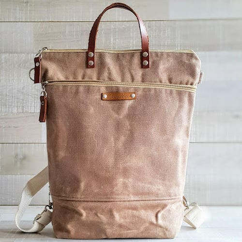 Waxed Canvas Backpack Convertible Backpack Diaper Backpack Etsy