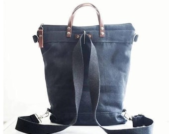 Waxed Canvas Convertible Backpack: Diaper Bag, Laptop Rucksack