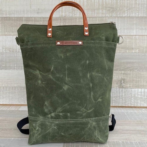 Waxed Canvas Backpack Convertible Backpack Diaper Backpack Etsy
