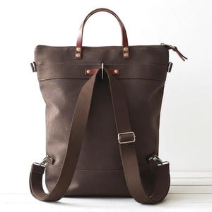 Waxed Canvas Convertible Backpack: Diaper Bag, Laptop Rucksack