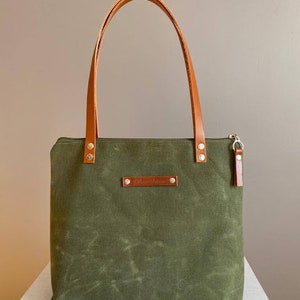 MART tote Waxed Canvas Tote Bag Army Green medium mellow yellow waxed simply tote image 2