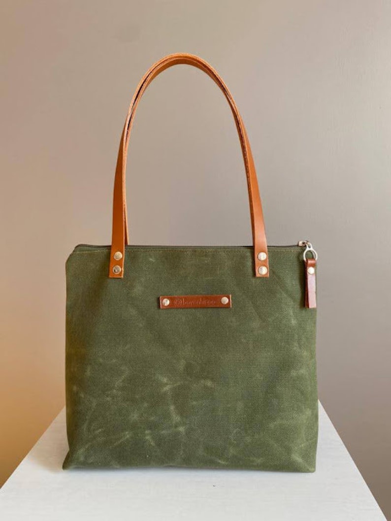 MART tote Waxed Canvas Tote Bag Army Green medium mellow yellow waxed simply tote image 2