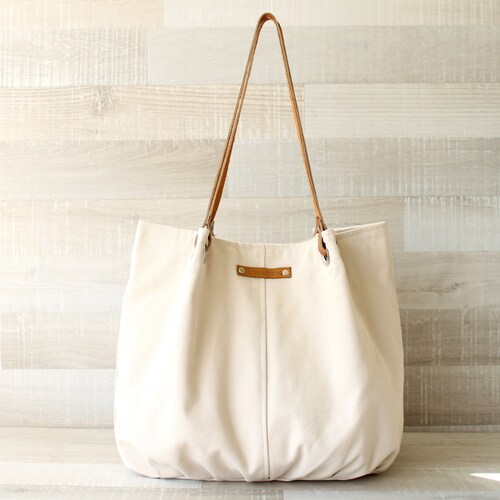 Tote Bag Large Purse Diaper Bag Cream Bag Creme Tote Bag Etsy