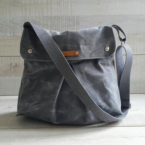 Waxed Canvas Messenger Bag in Charcoal Black MODULAR - Etsy