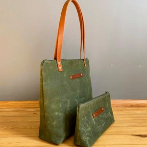 MART tote Waxed Canvas Tote Bag Army Green medium mellow yellow waxed simply tote image 3