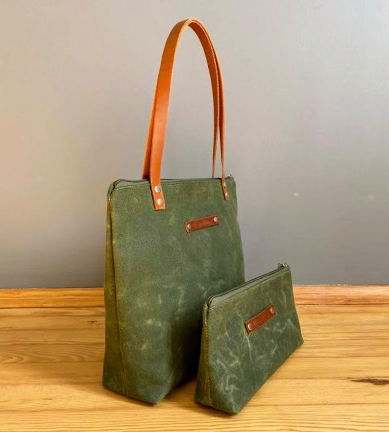 MART tote Waxed Canvas Tote Bag Army Green medium mellow yellow waxed simply tote image 3