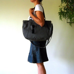 Beauty Tote Bag in Grey, Diaper bag, Women Tote Bag, Bags and purses, Grey Bag, Shoulder Bag, Messenger Bag, lots of pocket image 2