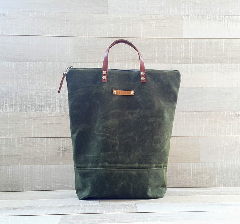 On Sale. WAXED CANVAS BAG Comfort Unisex Tote Forest Green Etsy