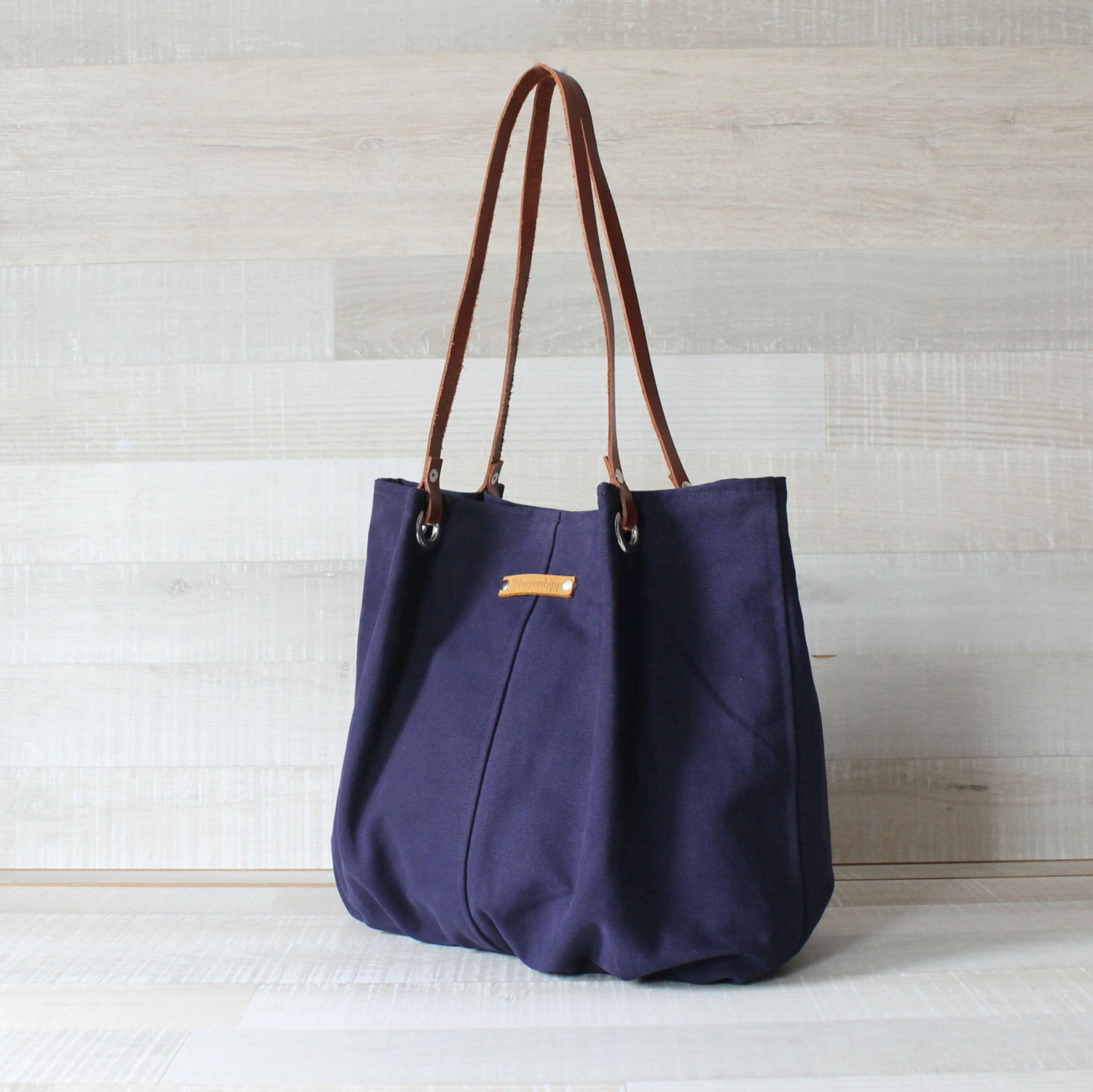 Navy blue shop tote bag