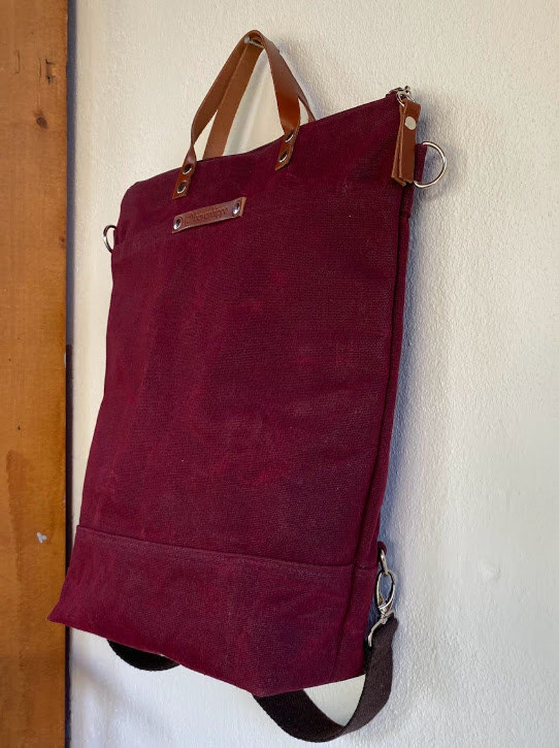 Tripolis - BURGUNDY! Waxed Canvas Backpack - Convertible Backpack ...