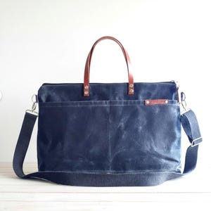 Waxed Canvas Bag in Charcoal Black | Weekender Tote Bag