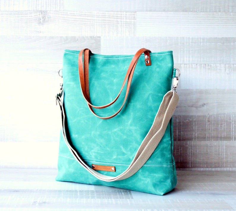 On SALE Waxed Canvas Tote Bag UNISEX Bag GREEN Tote Bag Etsy UK