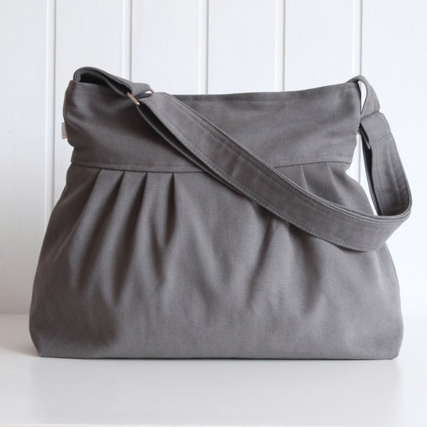 New Canvas Pleated Bag in Olive Gray