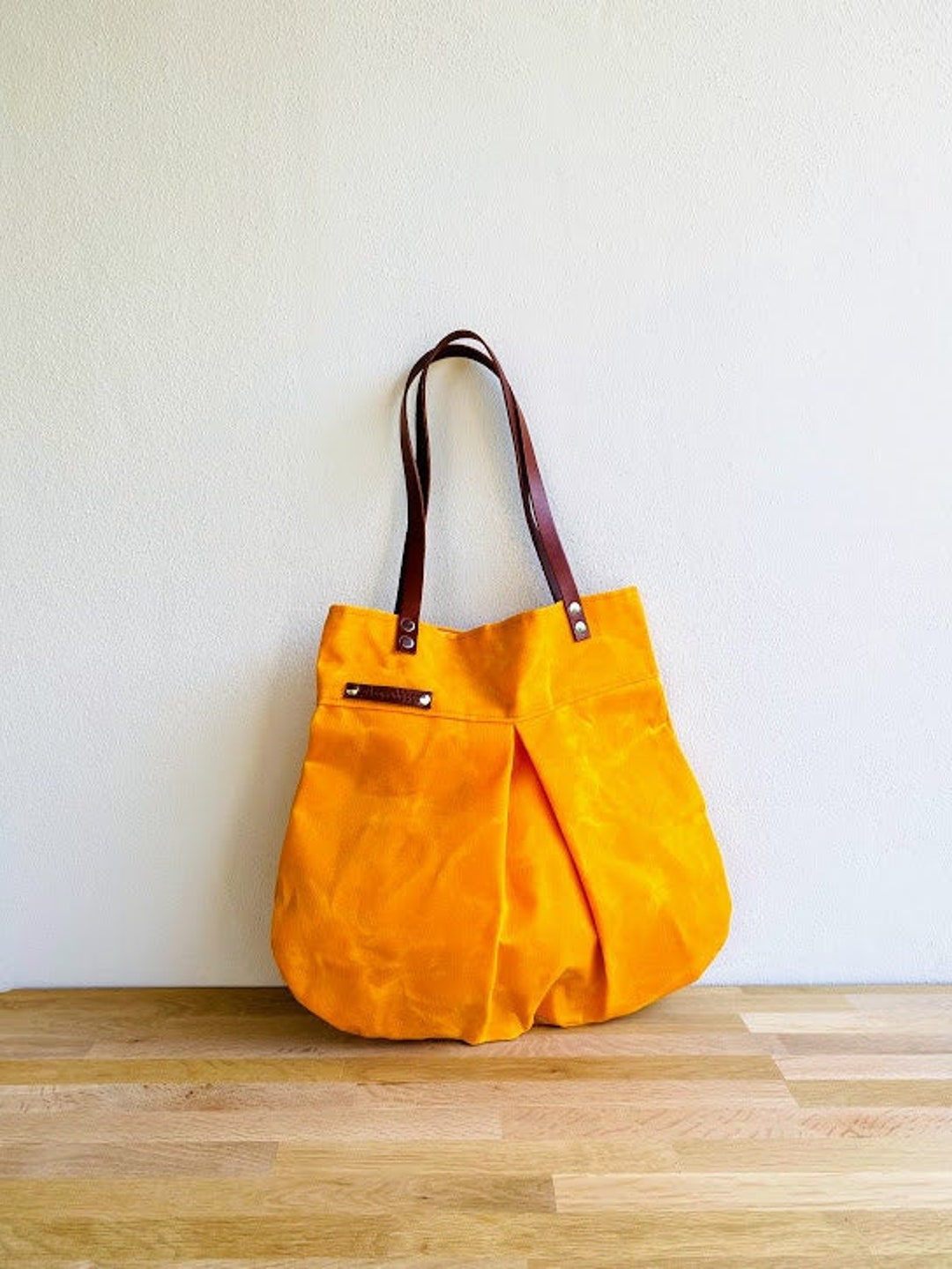 KREMNA Waxed Canvas Shoulder Bag in Bright Yellow Everyday Purse - Etsy