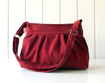 New  Canvas Pleated Bag in Burgundy
