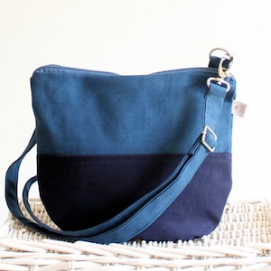 Bolsa transversal de lona azul-petróleo e azul-marinho: bolsa carteiro para o dia a dia