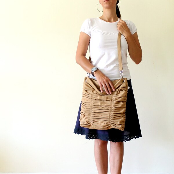 LAST ONE - Poetry in Mustard / Pleated Bag / Shoulder Bag / Diaper / Medium / Ruffles Bag / Messenger Bag / Cross Your Body / Choose Color